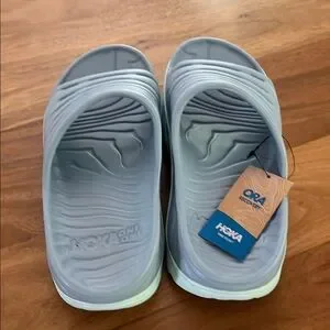 Hoka One One Charcoal and Sky Blue Slip-On Sandals Hoka | Shoes | Hoka One One Sky Blue Slide Sandals | Poshmark main image 4